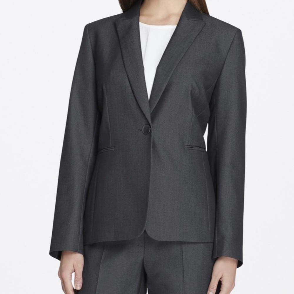 New charcoal single button blazer size 12